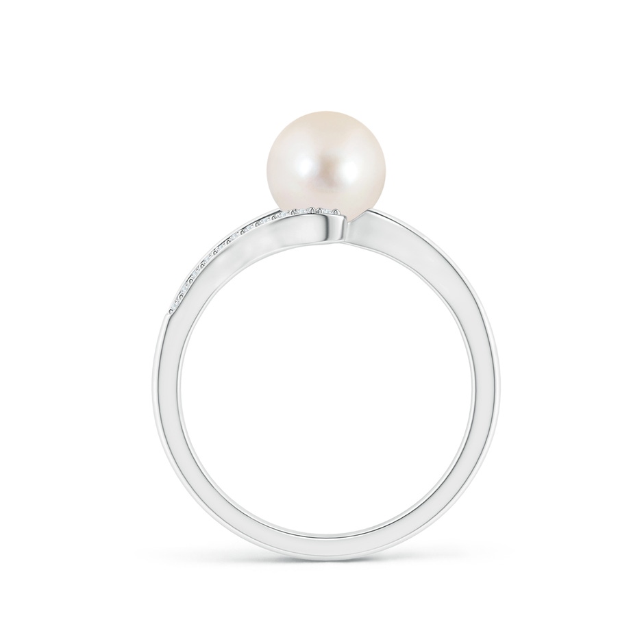 7mm AAAA Freshwater Pearl Ring with Bypass Shank in White Gold side 1