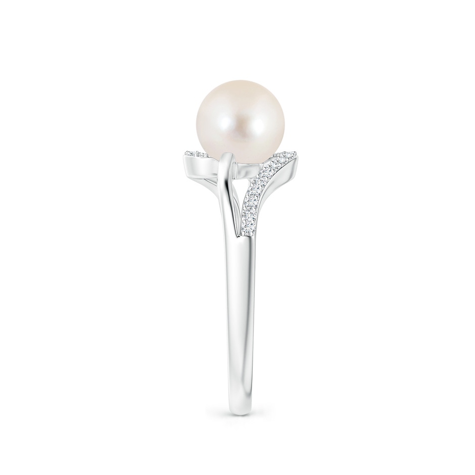 7mm AAAA Freshwater Pearl Ring with Bypass Shank in White Gold side 2