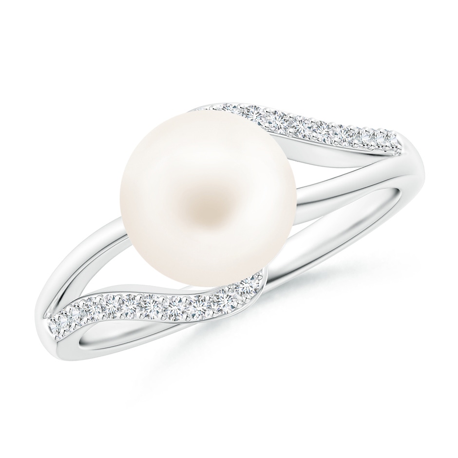 8mm AA Freshwater Pearl Ring with Bypass Shank in White Gold 