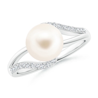 8mm AAA Freshwater Pearl Ring with Bypass Shank in White Gold
