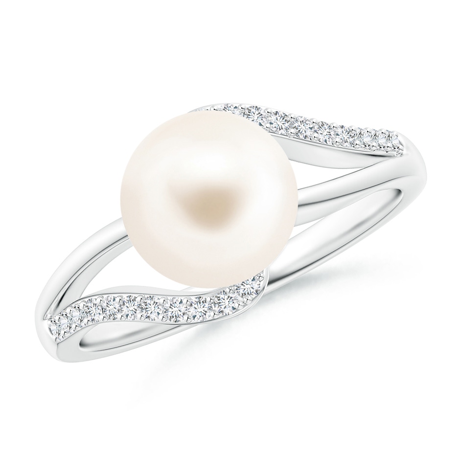 8mm AAA Freshwater Pearl Ring with Bypass Shank in White Gold 
