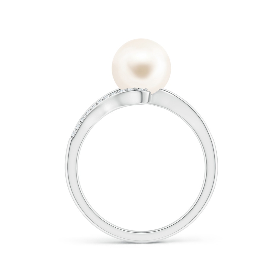 8mm AAA Freshwater Pearl Ring with Bypass Shank in White Gold side 1