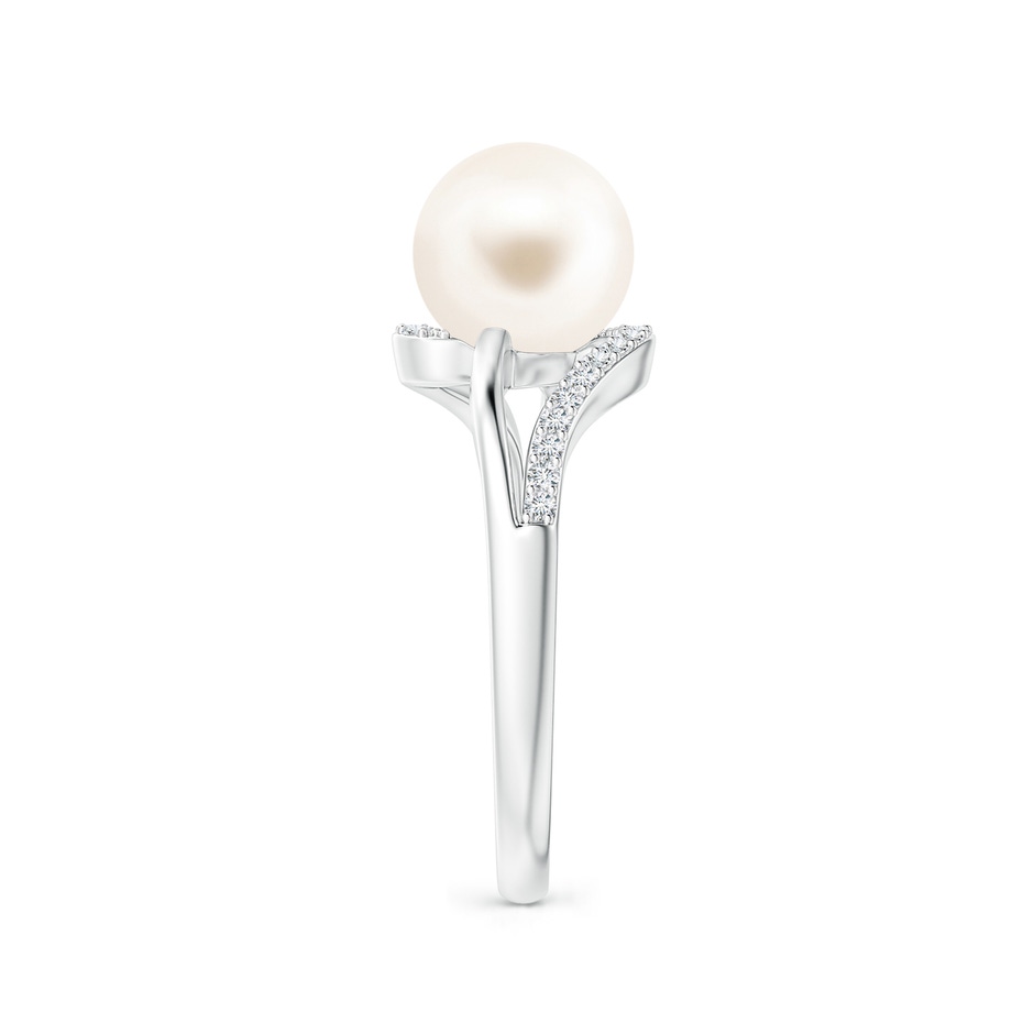 8mm AAA Freshwater Pearl Ring with Bypass Shank in White Gold side 2