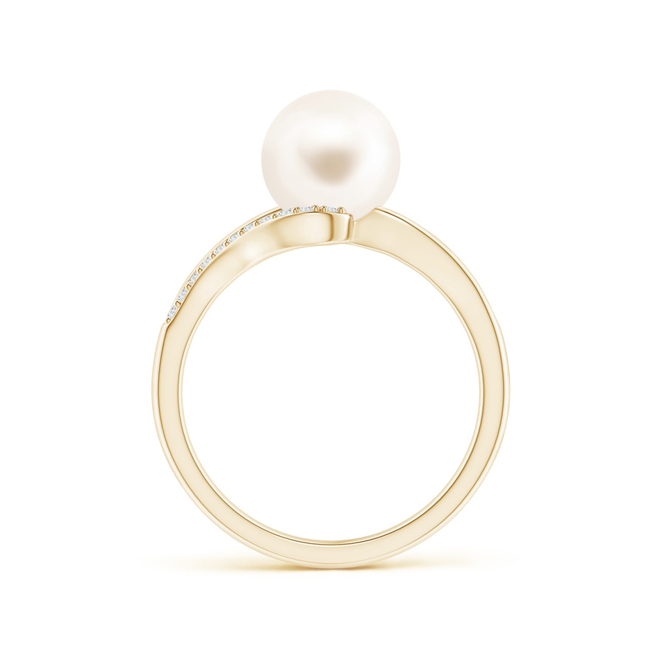 8mm AAA Freshwater Pearl Ring with Bypass Shank in Yellow Gold side 1