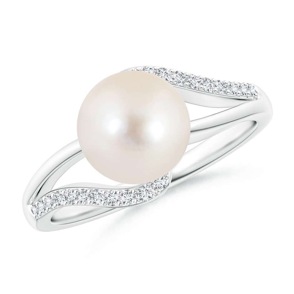 8mm AAAA Freshwater Pearl Ring with Bypass Shank in White Gold 