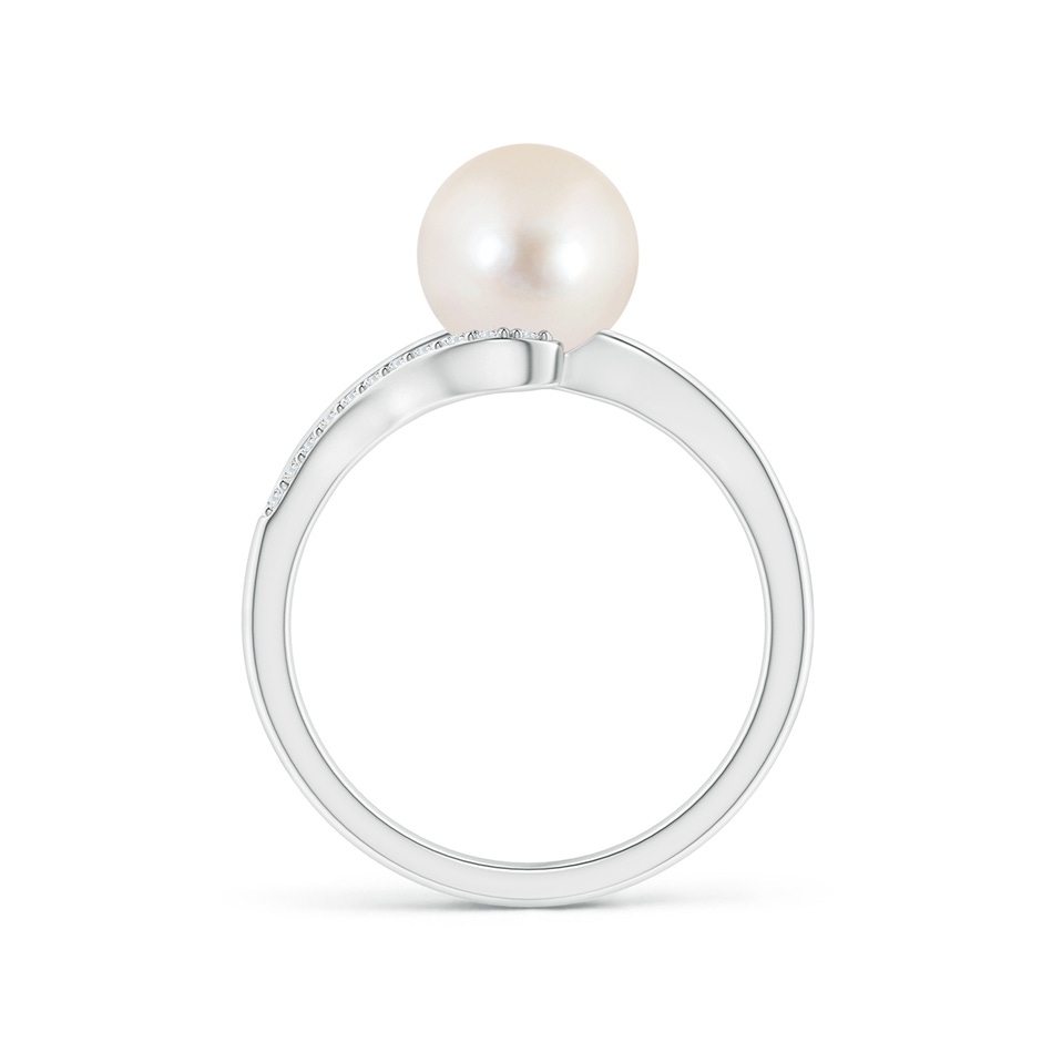 8mm AAAA Freshwater Pearl Ring with Bypass Shank in White Gold side 1