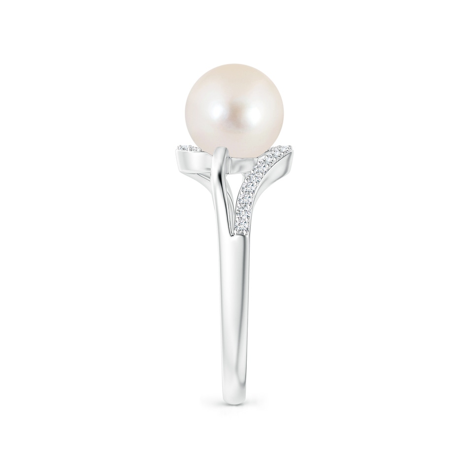 8mm AAAA Freshwater Pearl Ring with Bypass Shank in White Gold side 2