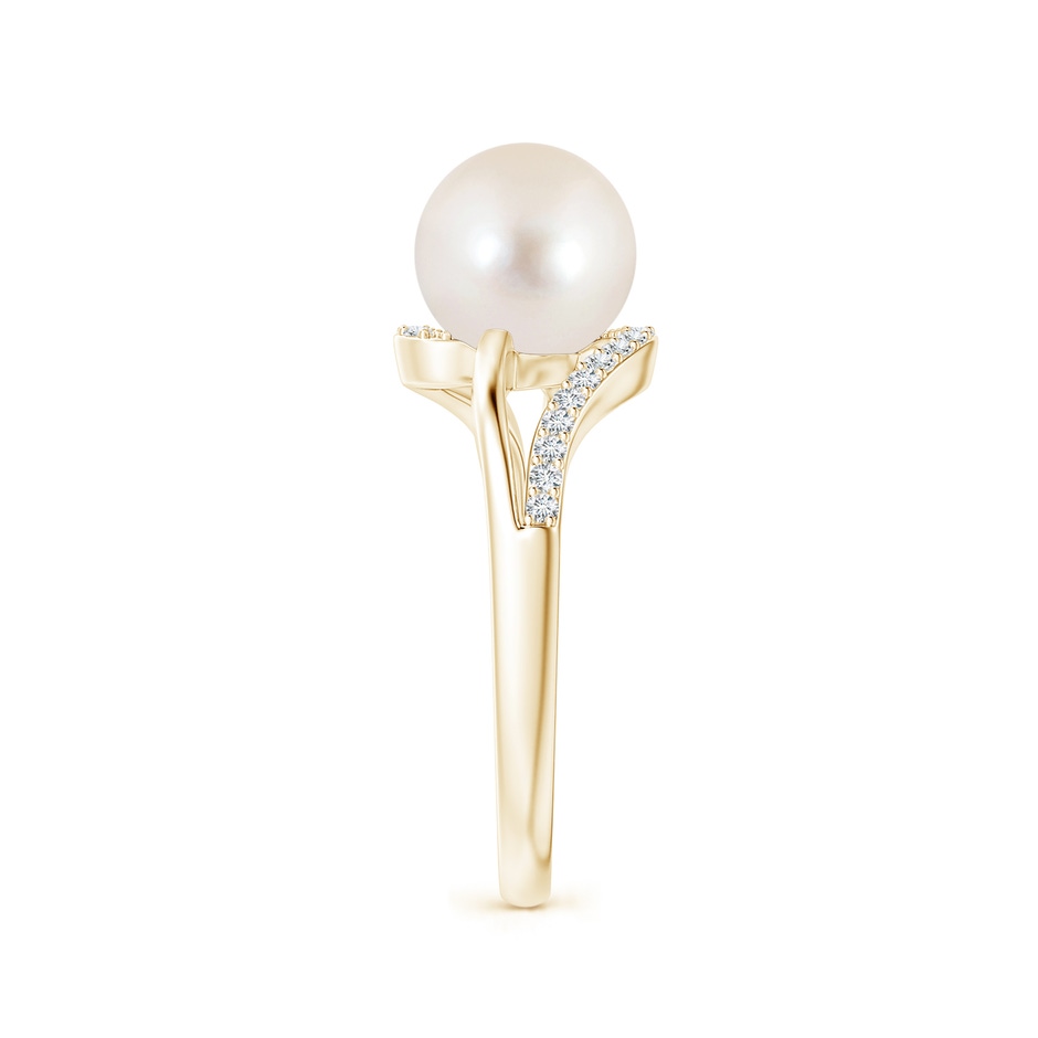 8mm AAAA Freshwater Pearl Ring with Bypass Shank in Yellow Gold side 2