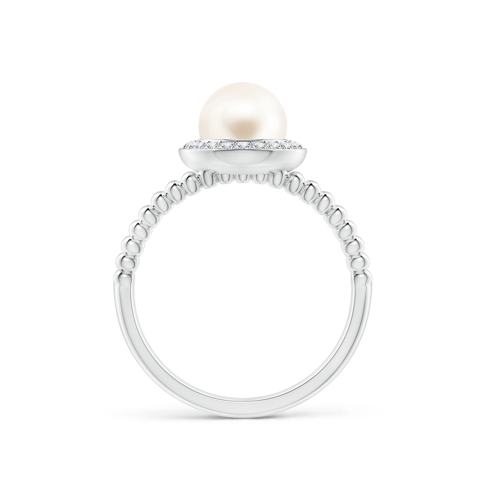 7mm AAA Freshwater Pearl Ring with Beaded Split Shank in P950 Platinum side 1