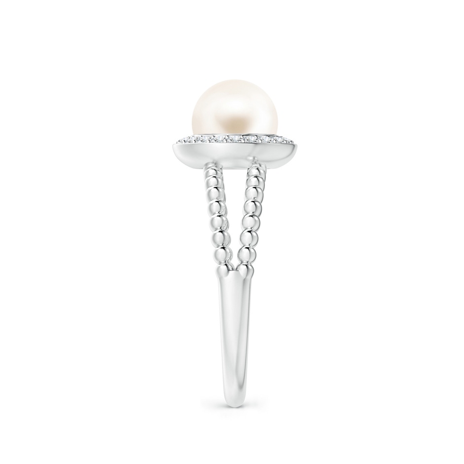 7mm AAA Freshwater Pearl Ring with Beaded Split Shank in P950 Platinum side 2