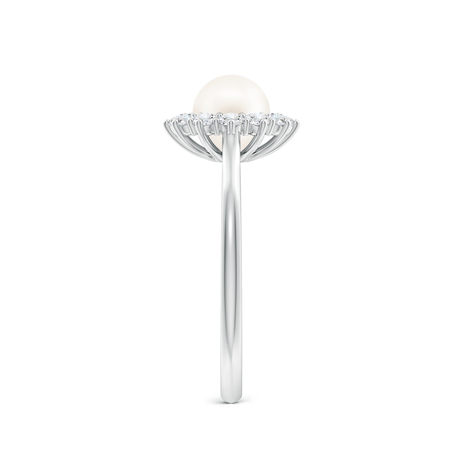 6mm AA Princess Diana Inspired Freshwater Pearl Ring in White Gold side 299