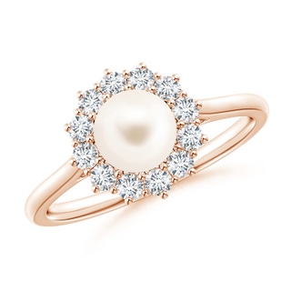 6mm AAA Princess Diana Inspired Freshwater Pearl Ring in 10K Rose Gold