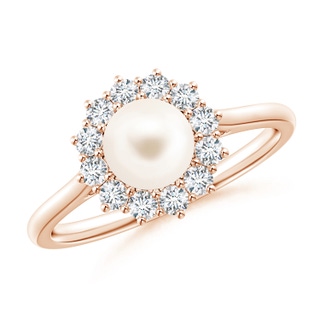 6mm AAA Princess Diana Inspired Freshwater Pearl Ring in Rose Gold
