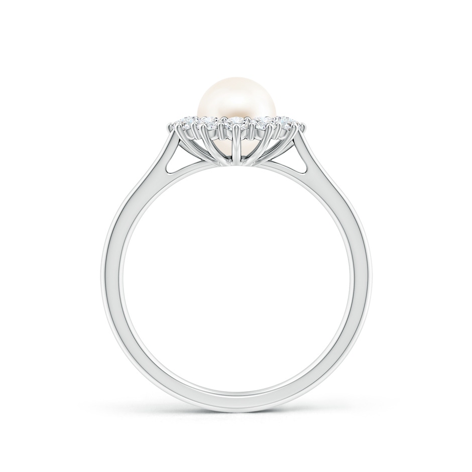 6mm AAA Princess Diana Inspired Freshwater Pearl Ring in White Gold side 199