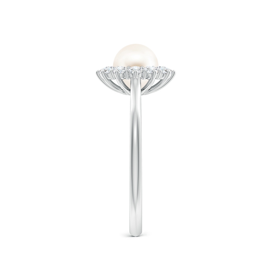 6mm AAA Princess Diana Inspired Freshwater Pearl Ring in White Gold side 299