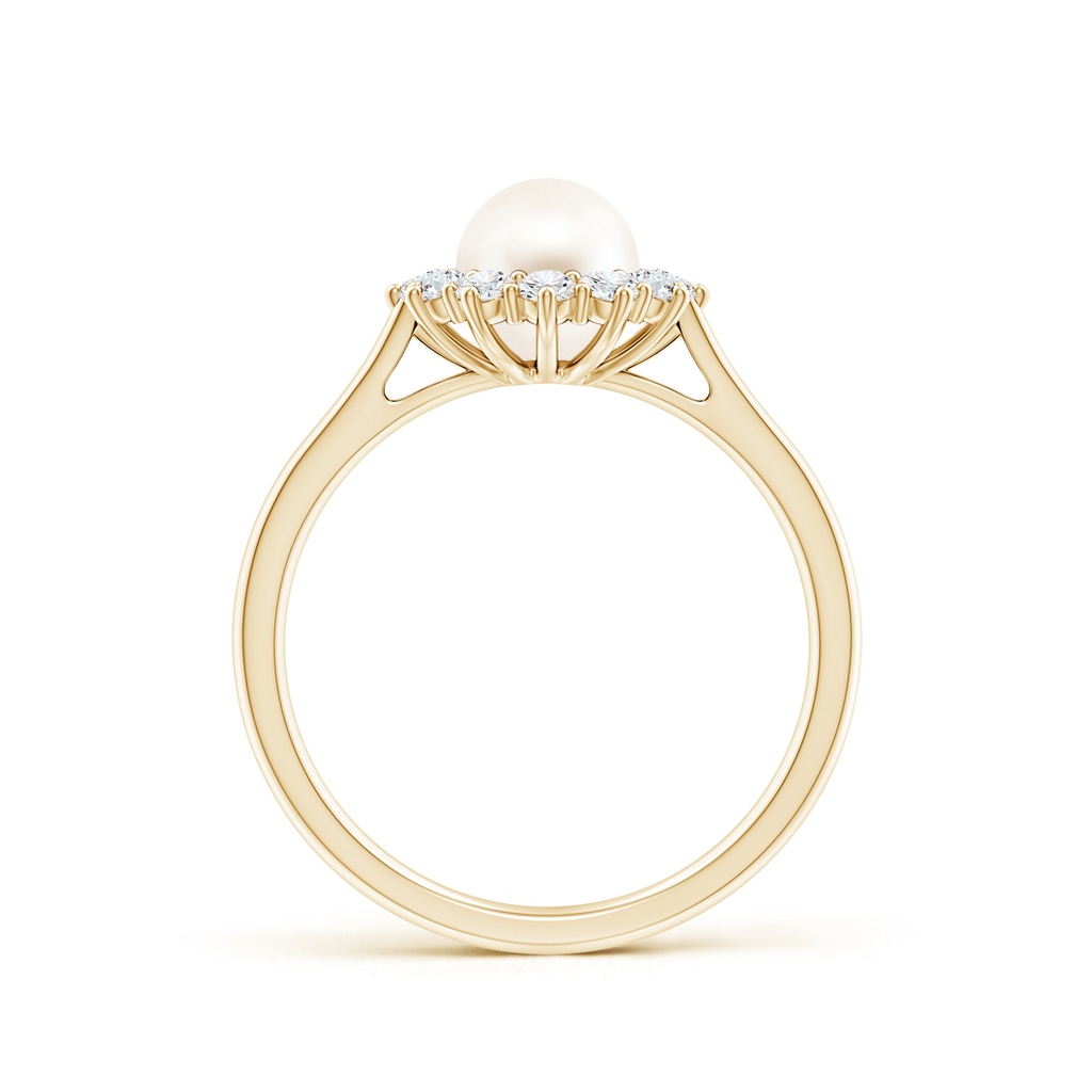 6mm AAA Princess Diana Inspired Freshwater Pearl Ring in Yellow Gold - side 199