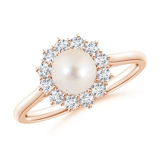 6mm AAAA Princess Diana Inspired Freshwater Pearl Ring in 10K Rose Gold