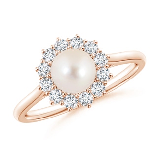 6mm AAAA Princess Diana Inspired Freshwater Pearl Ring in 9K Rose Gold