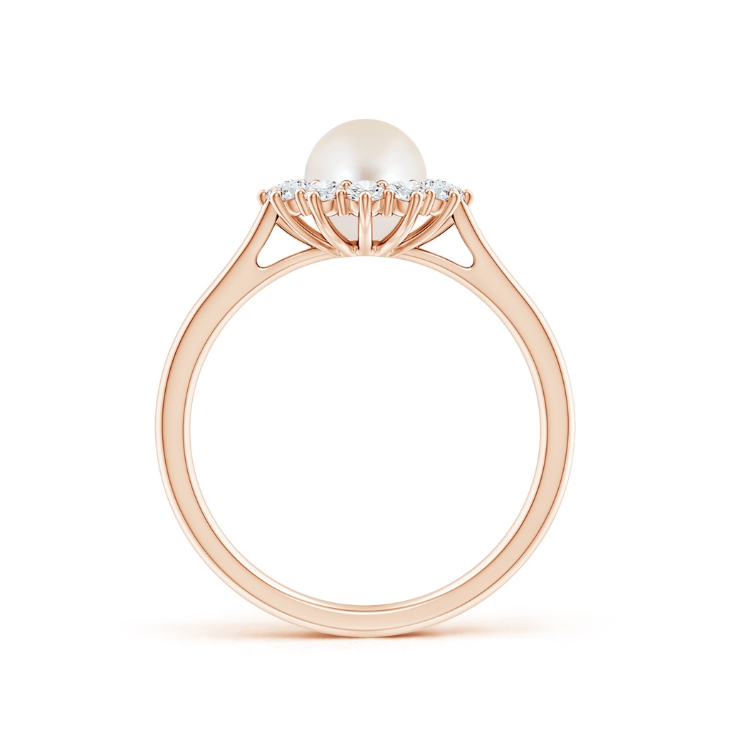 6mm AAAA Princess Diana Inspired Freshwater Pearl Ring in Rose Gold Side-1