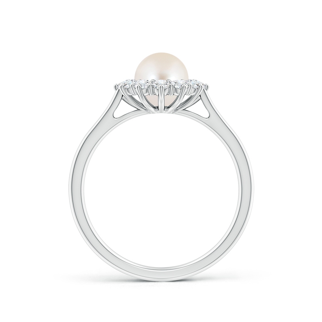 6mm AAAA Princess Diana Inspired Freshwater Pearl Ring in White Gold Side-1
