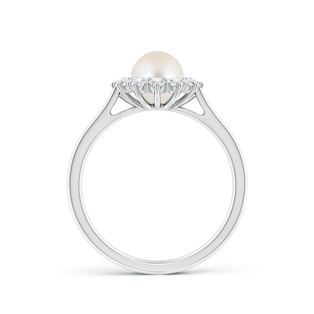 6mm AAAA Princess Diana Inspired Freshwater Pearl Ring in White Gold - side 199