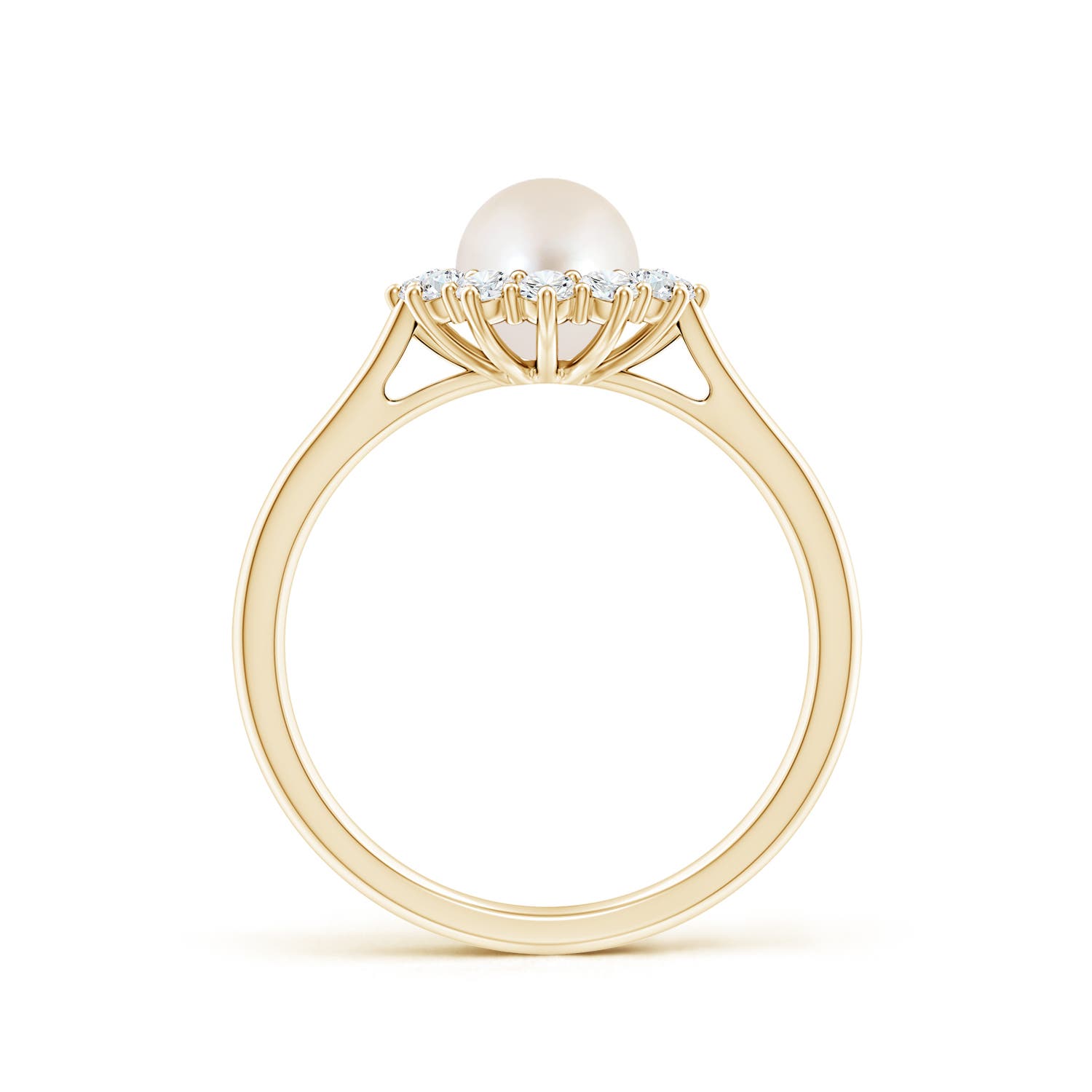 6mm AAAA Princess Diana Inspired Freshwater Pearl Ring in Yellow Gold