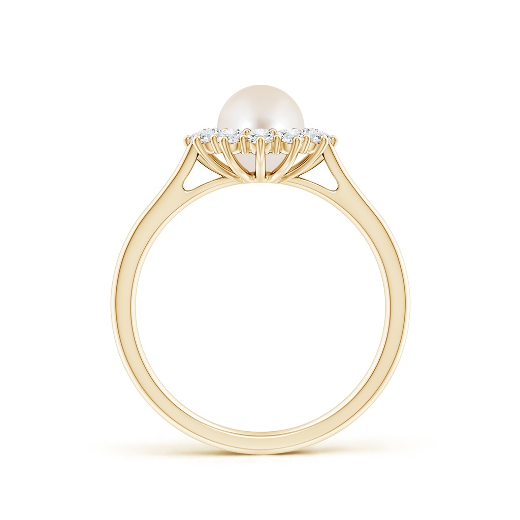 6mm AAAA Princess Diana Inspired Freshwater Pearl Ring in Yellow Gold - side 199