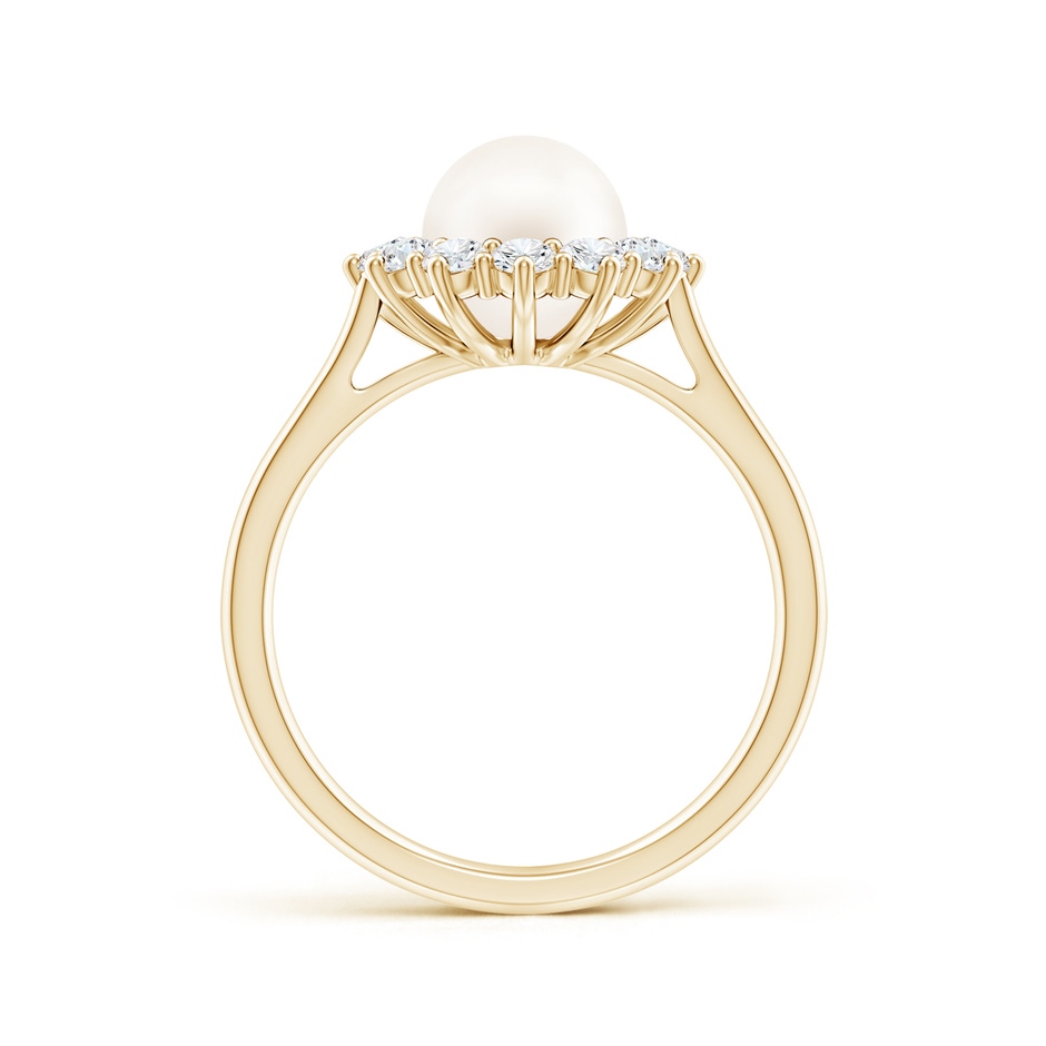 7mm AA Princess Diana Inspired Freshwater Pearl Ring in Yellow Gold side 199