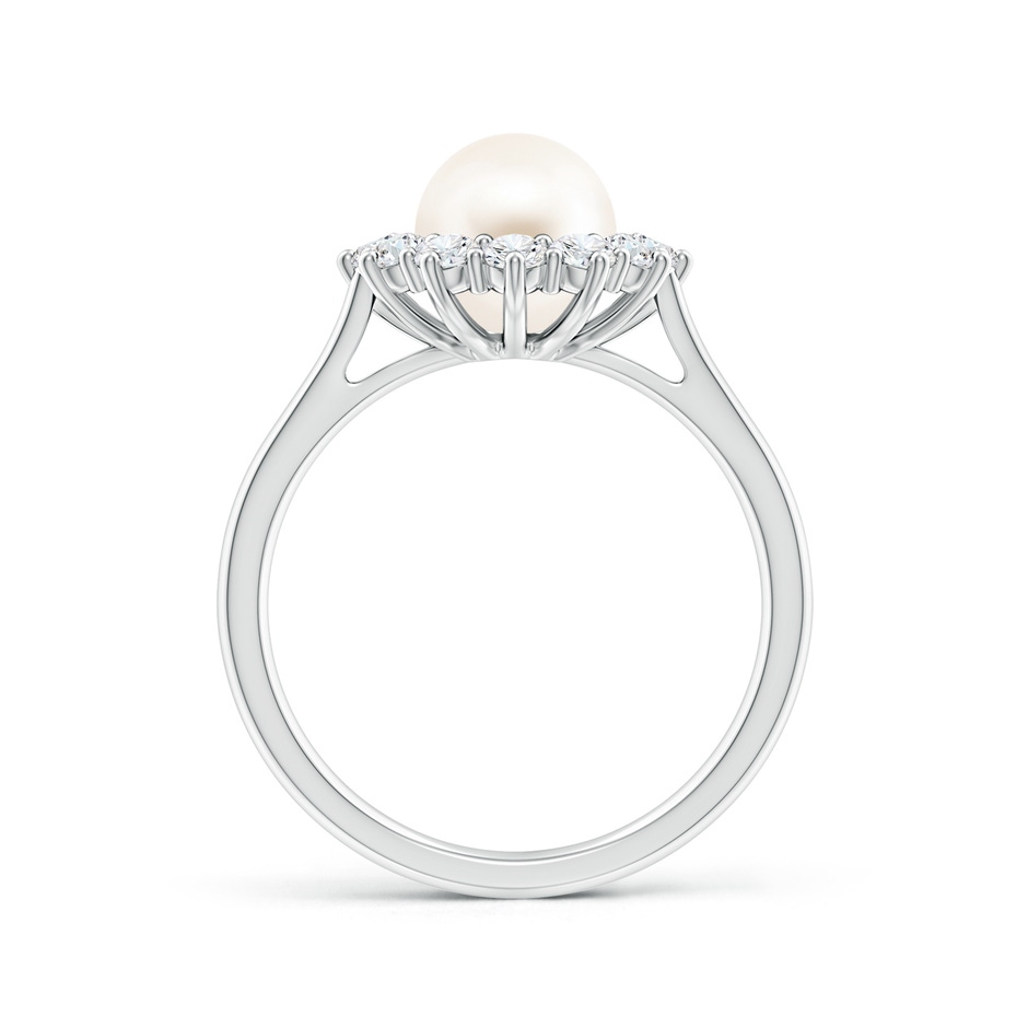 7mm AAA Princess Diana Inspired Freshwater Pearl Ring in P950 Platinum side 199