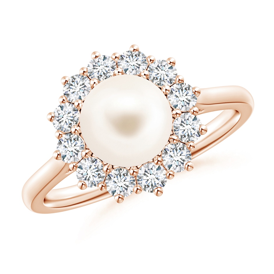 7mm AAA Princess Diana Inspired Freshwater Pearl Ring in Rose Gold 