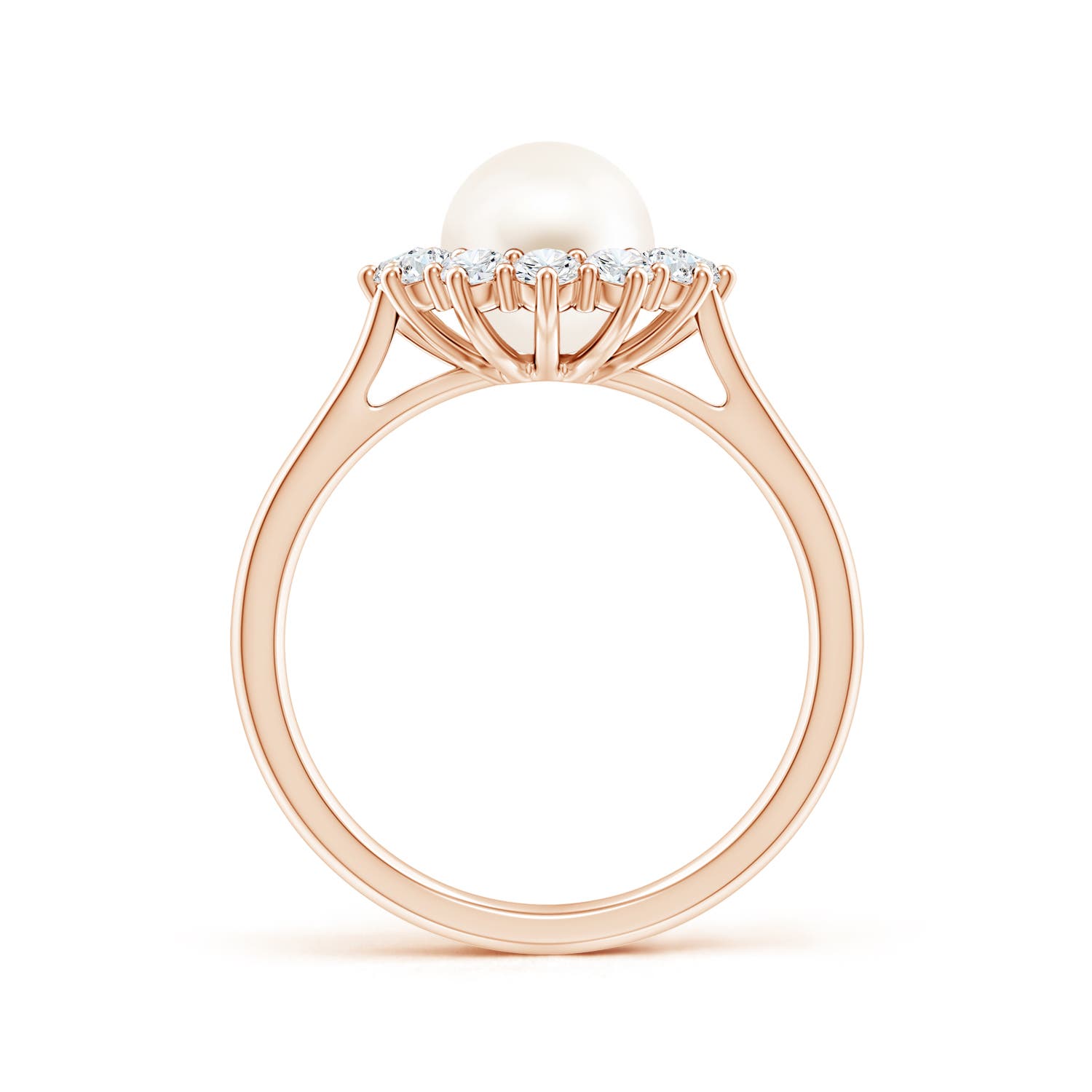 7mm AAA Princess Diana Inspired Freshwater Pearl Ring in Rose Gold