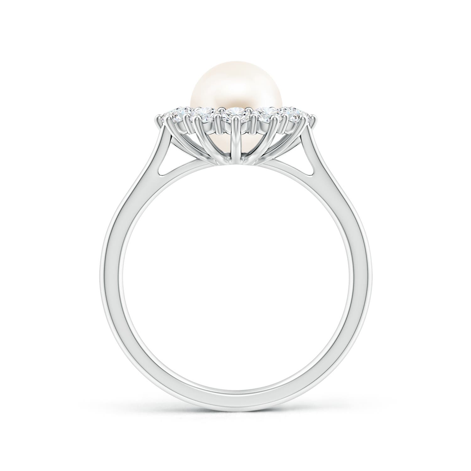 7mm AAA Princess Diana Inspired Freshwater Pearl Ring in White Gold