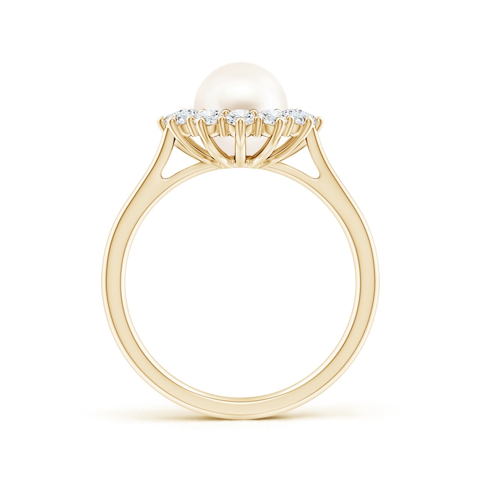 7mm AAA Princess Diana Inspired Freshwater Pearl Ring in Yellow Gold side 199
