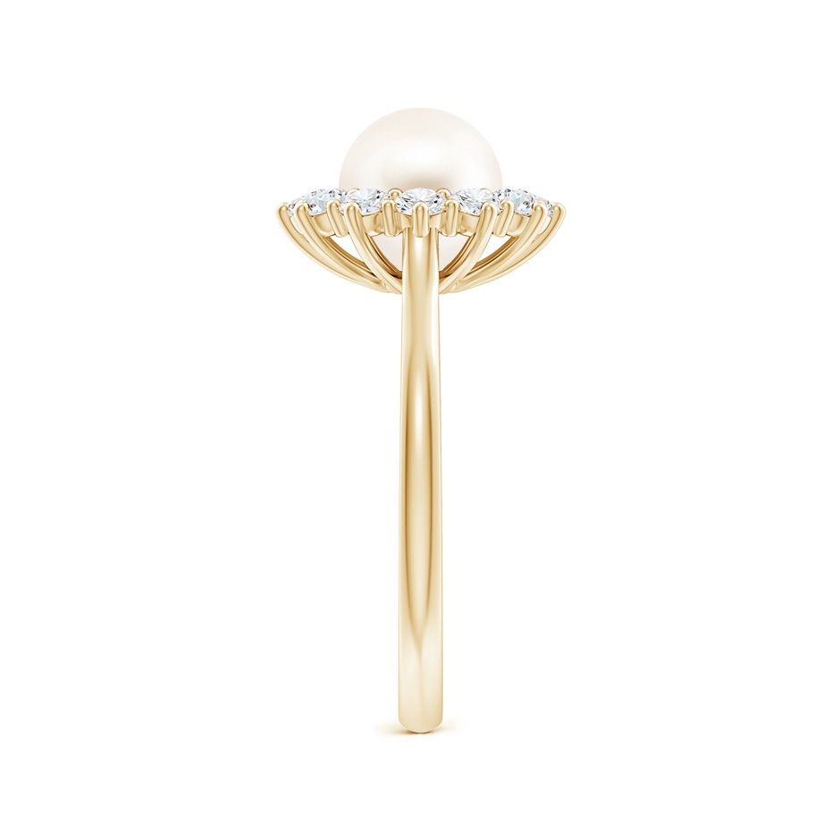 7mm AAA Princess Diana Inspired Freshwater Pearl Ring in Yellow Gold side 299