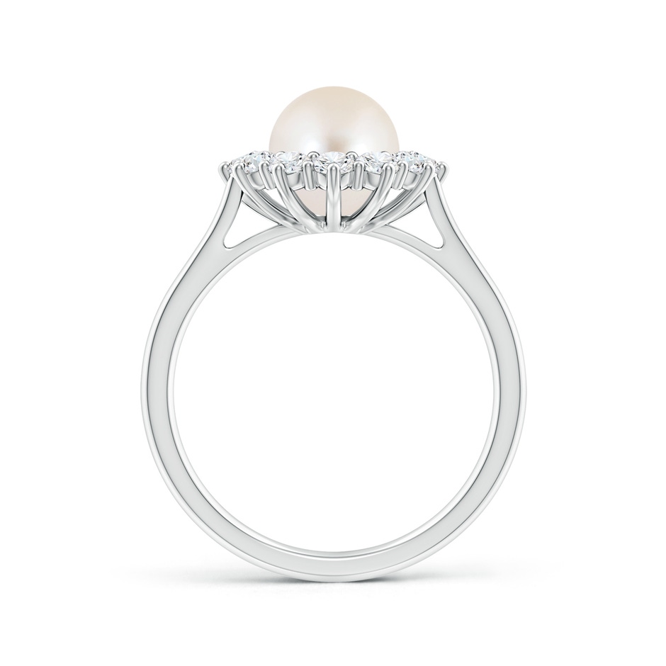 7mm AAAA Princess Diana Inspired Freshwater Pearl Ring in P950 Platinum side 199