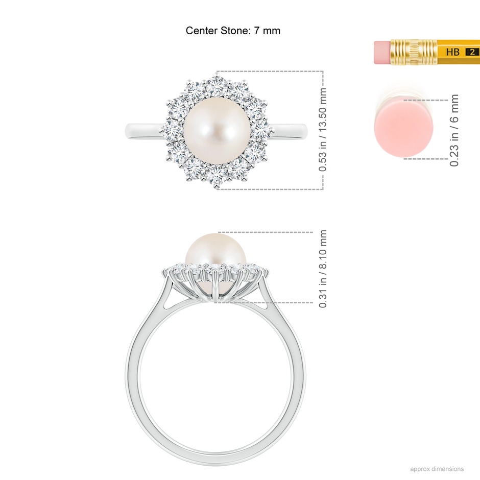 7mm AAAA Princess Diana Inspired Freshwater Pearl Ring in P950 Platinum ruler