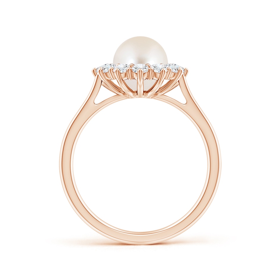 7mm AAAA Princess Diana Inspired Freshwater Pearl Ring in Rose Gold side 199