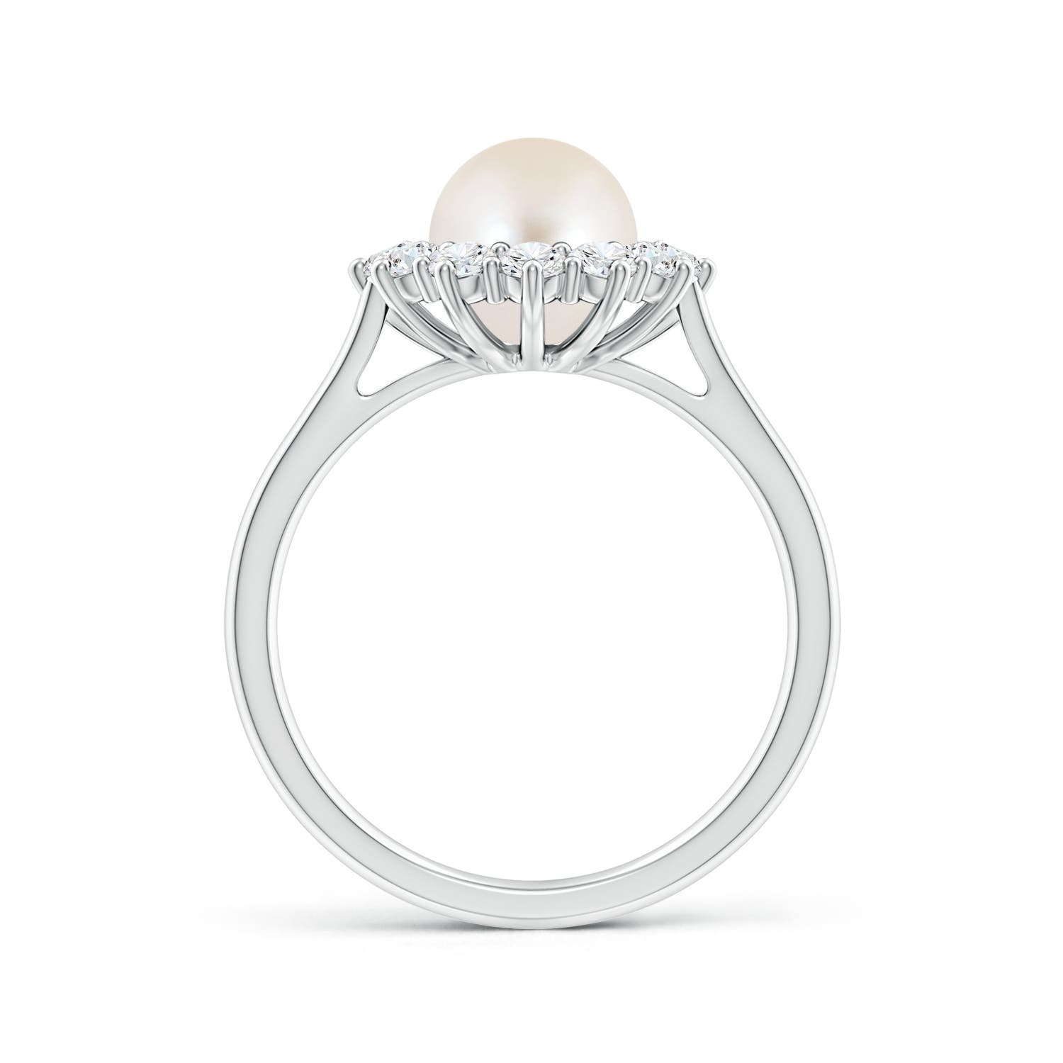 7mm AAAA Princess Diana Inspired Freshwater Pearl Ring in White Gold
