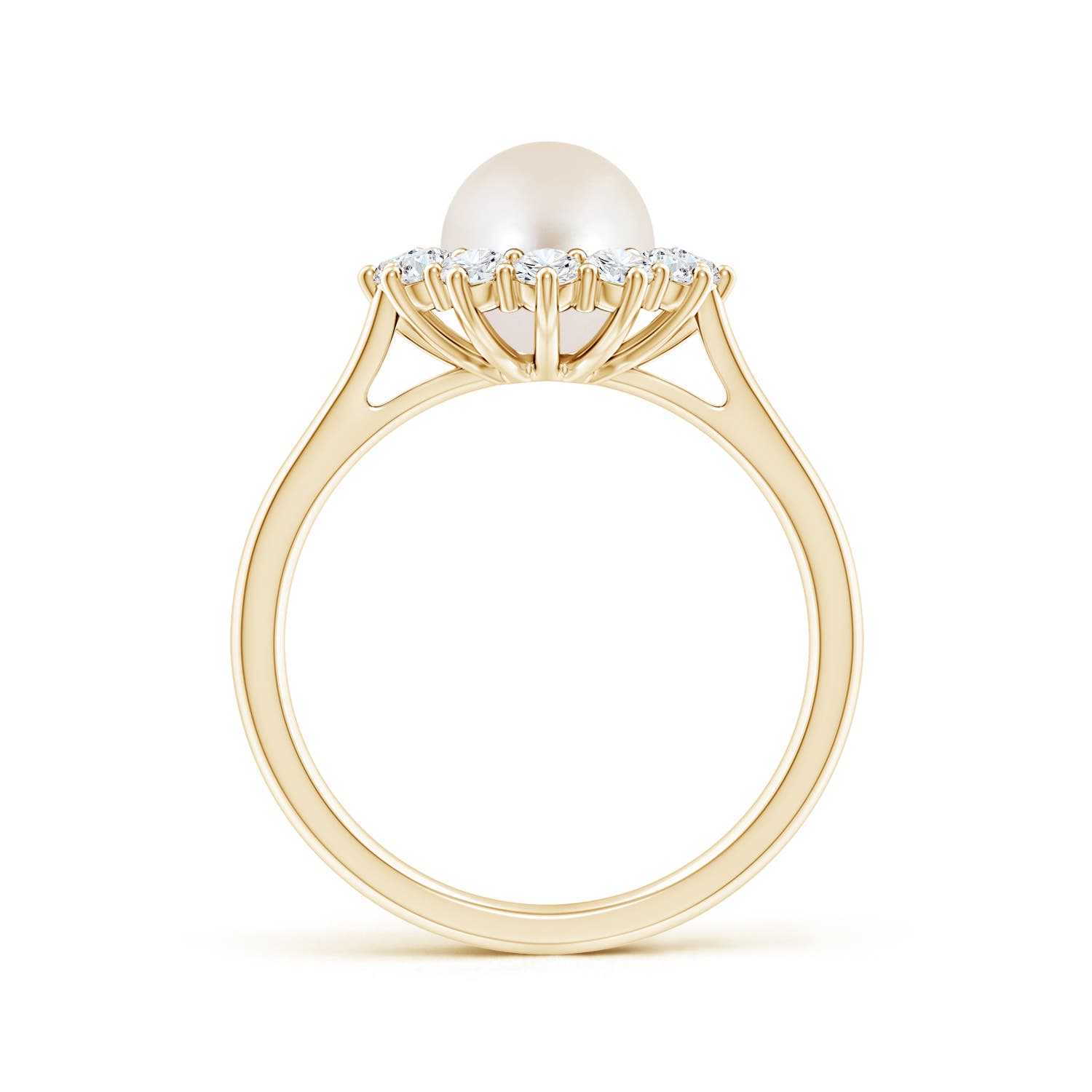 7mm AAAA Princess Diana Inspired Freshwater Pearl Ring in Yellow Gold