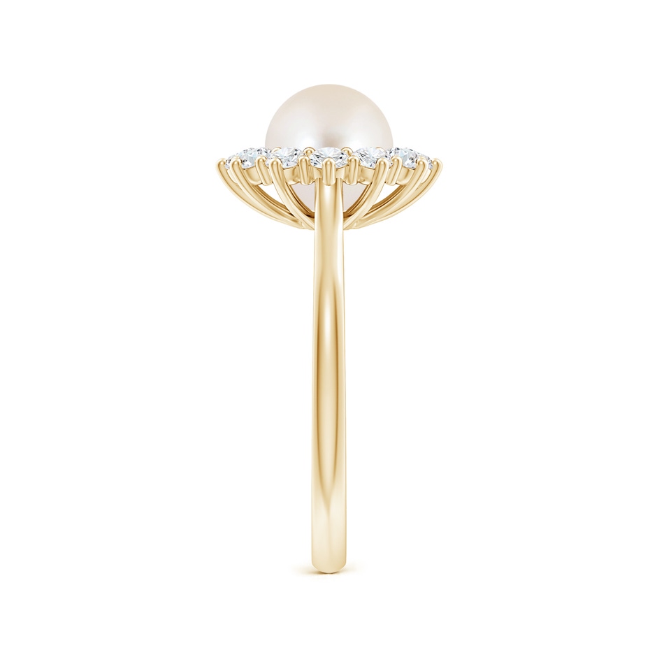 7mm AAAA Princess Diana Inspired Freshwater Pearl Ring in Yellow Gold side 299