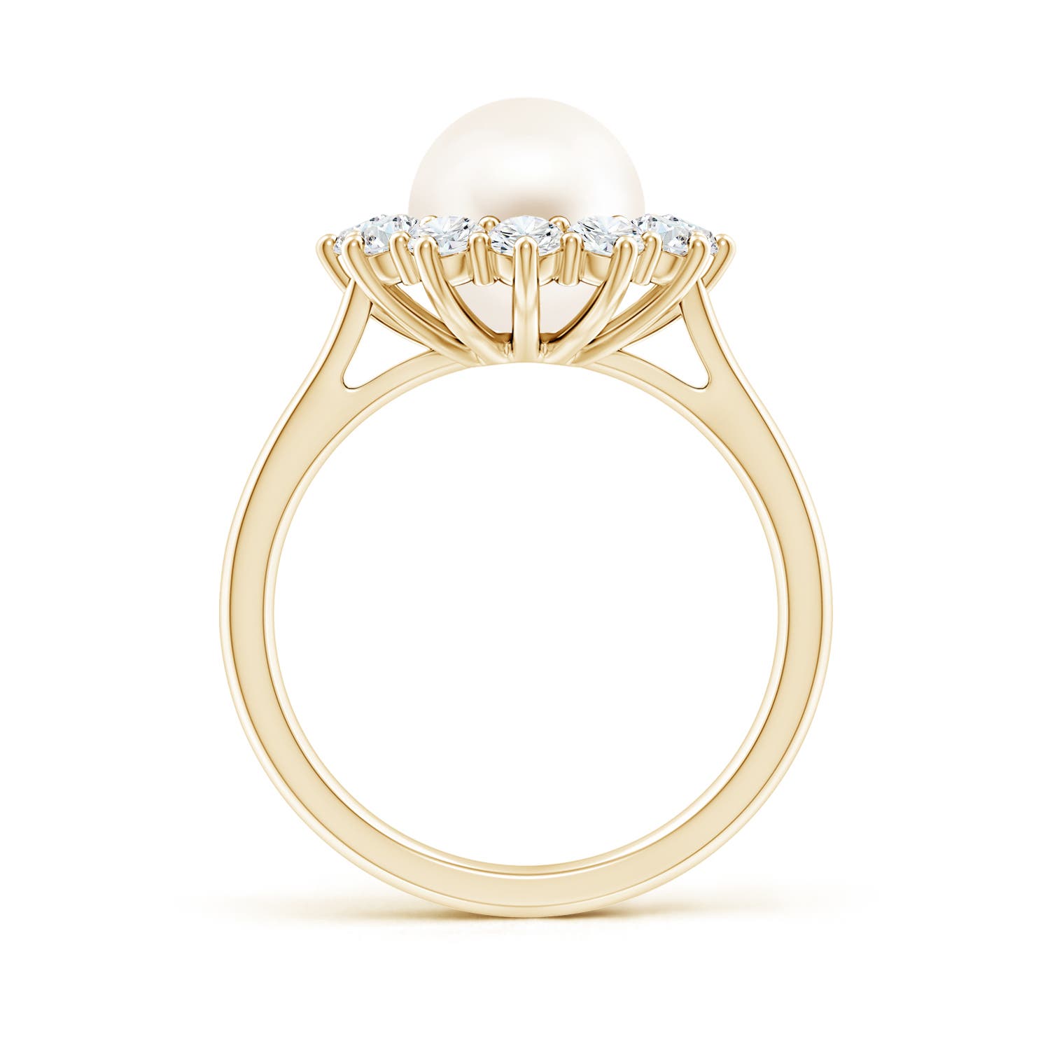 8mm AAA Princess Diana Inspired Freshwater Pearl Ring in 18K Yellow Gold