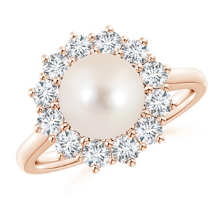 8mm AAAA Princess Diana Inspired Freshwater Pearl Ring in 18K Rose Gold