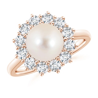 8mm AAAA Princess Diana Inspired Freshwater Pearl Ring in Rose Gold
