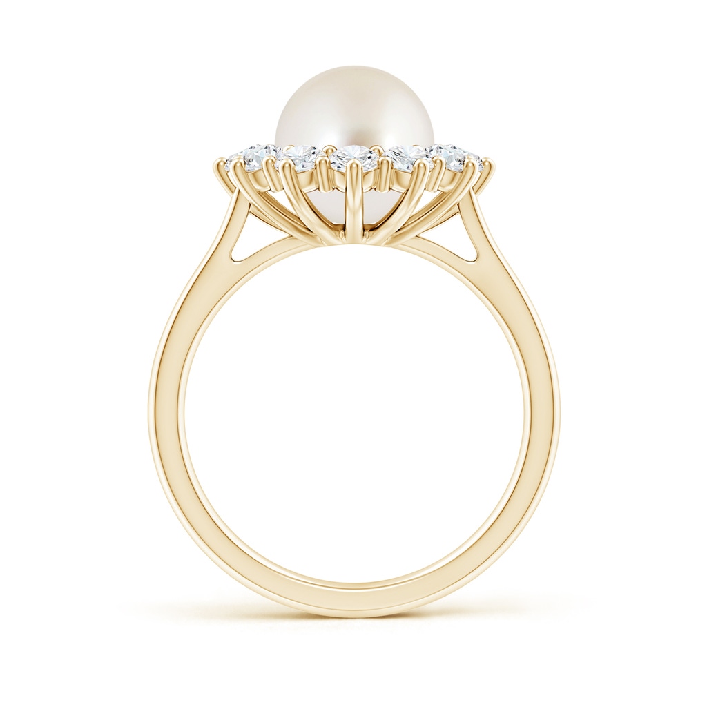 8mm AAAA Princess Diana Inspired South Sea Pearl Ring in Yellow Gold Side-1
