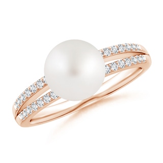 8mm AA South Sea Pearl Double Shank Ring in Rose Gold