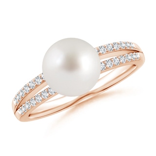 8mm AAA South Sea Pearl Double Shank Ring in Rose Gold