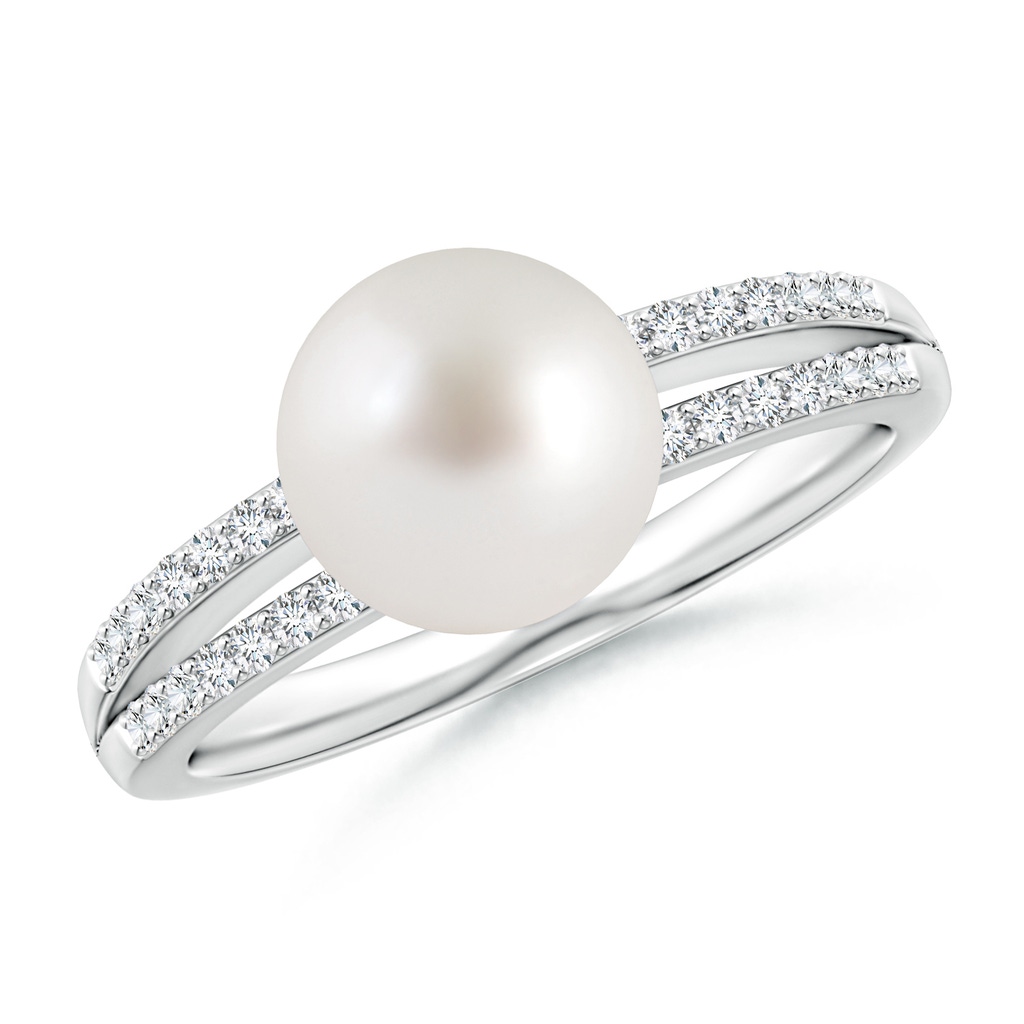 8mm AAA South Sea Pearl Double Shank Ring in White Gold