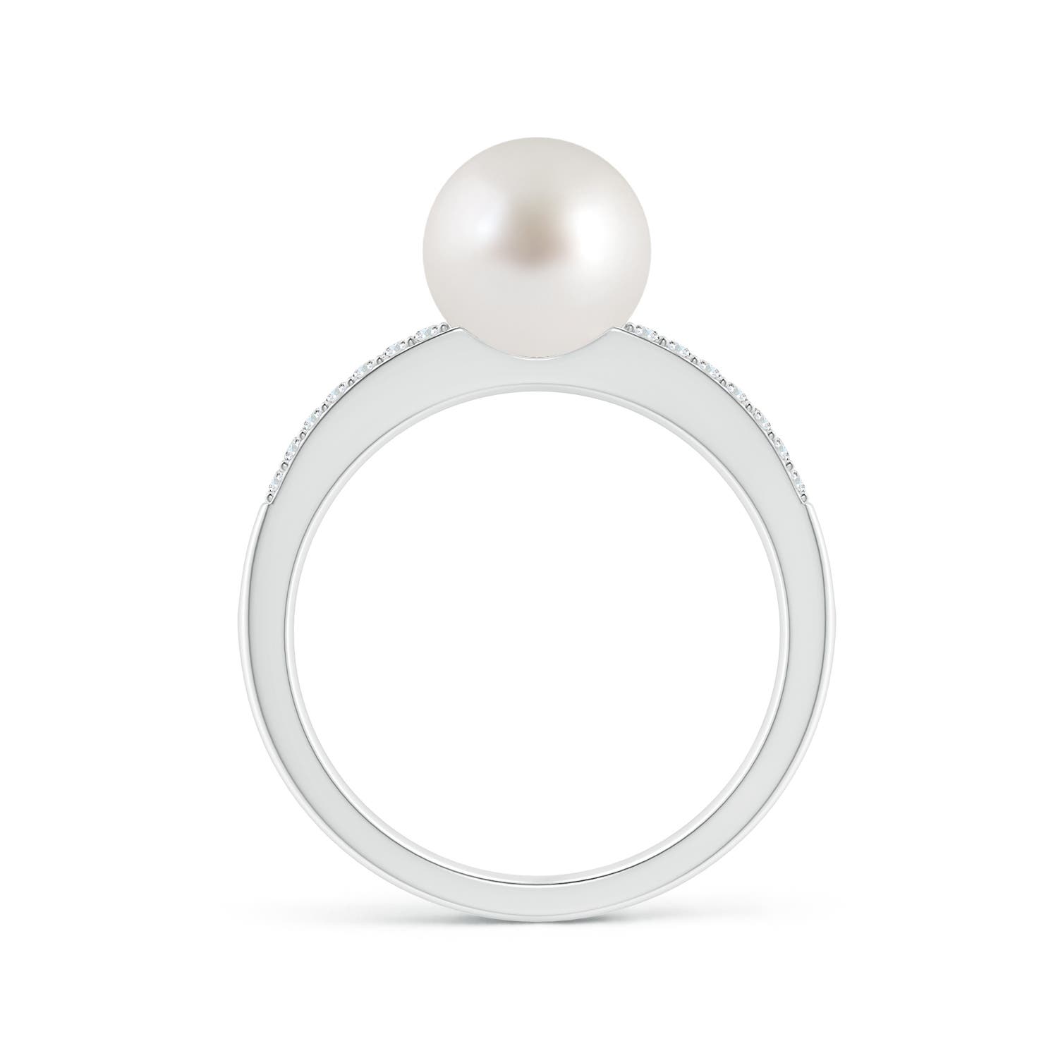 8mm AAA South Sea Pearl Double Shank Ring in White Gold - side 1
