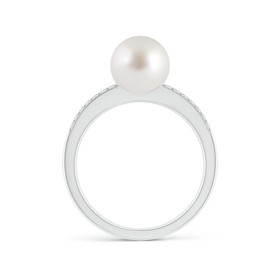 8mm AAA South Sea Pearl Double Shank Ring in White Gold side 1