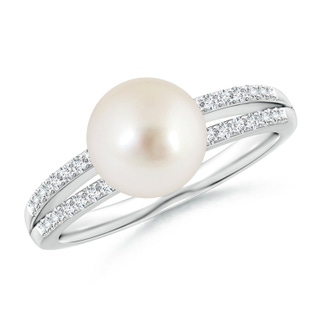 8mm AAAA South Sea Pearl Double Shank Ring in P950 Platinum